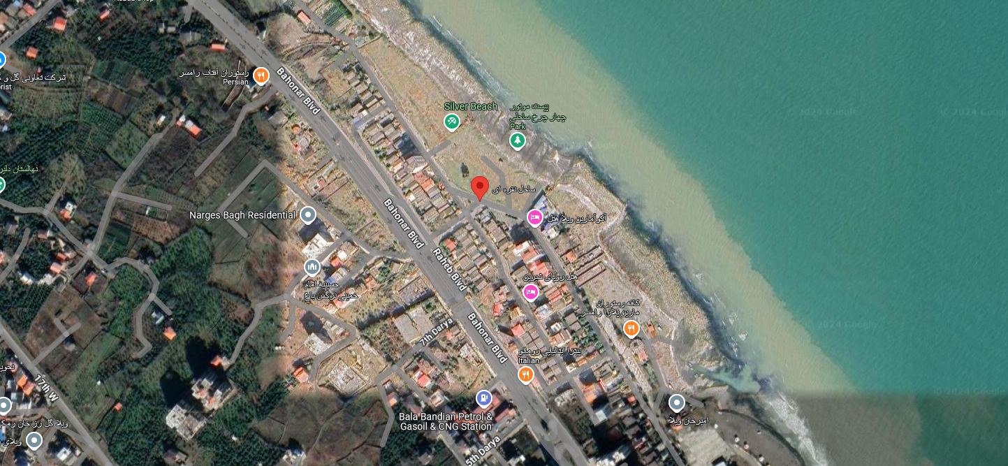 نقشه گوگل مپ ساحل نقره ای در شهر رامسر 41637487646